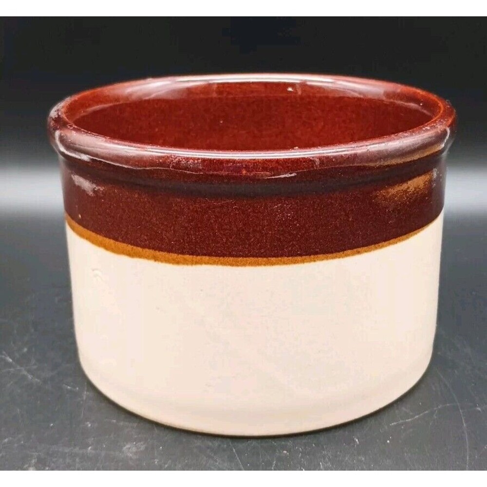 Roseville Stoneware Pottery Crock R.R.P Co. Cream Brown 4-1/4" Tall